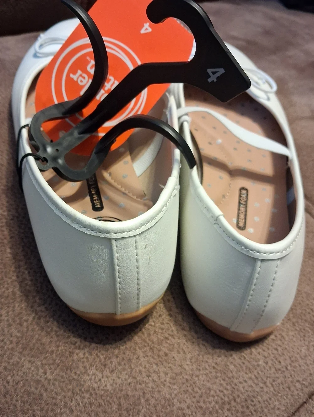 Wonder Nation White Girls' Mary Jane Ballet Flats With Bow Size 4